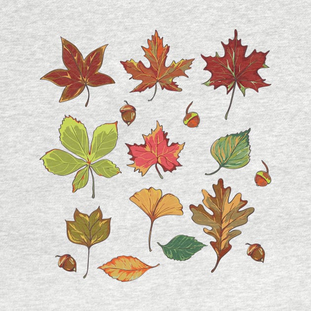 Botanical illustration of autumn leaves by EEVLADA